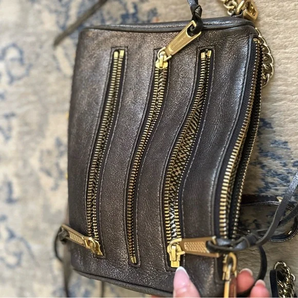 Rebecca Minkoff Black Leather Crossbody with Gold Accents - Picture 6 of 6